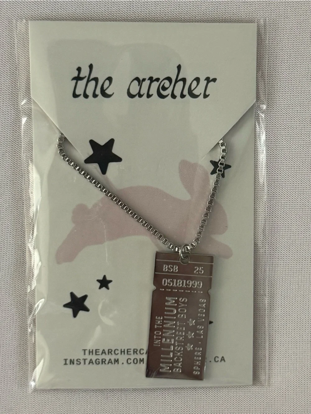 Backstreet Boys Millennium Tour Silver Ticket Pendant Necklace